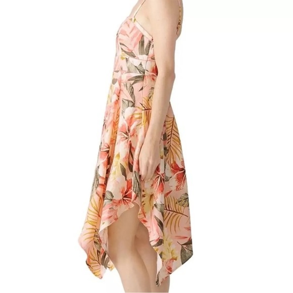 Joie 100% Linen Phara Floral Handkerchief Hem spaghetti Strap Dress Sz 6 (hh) - Picture 4 of 16